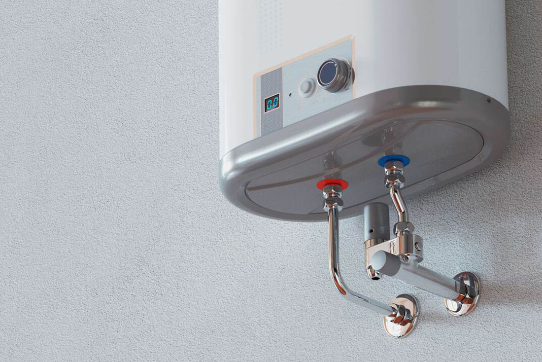 Close-up of tankless water heater